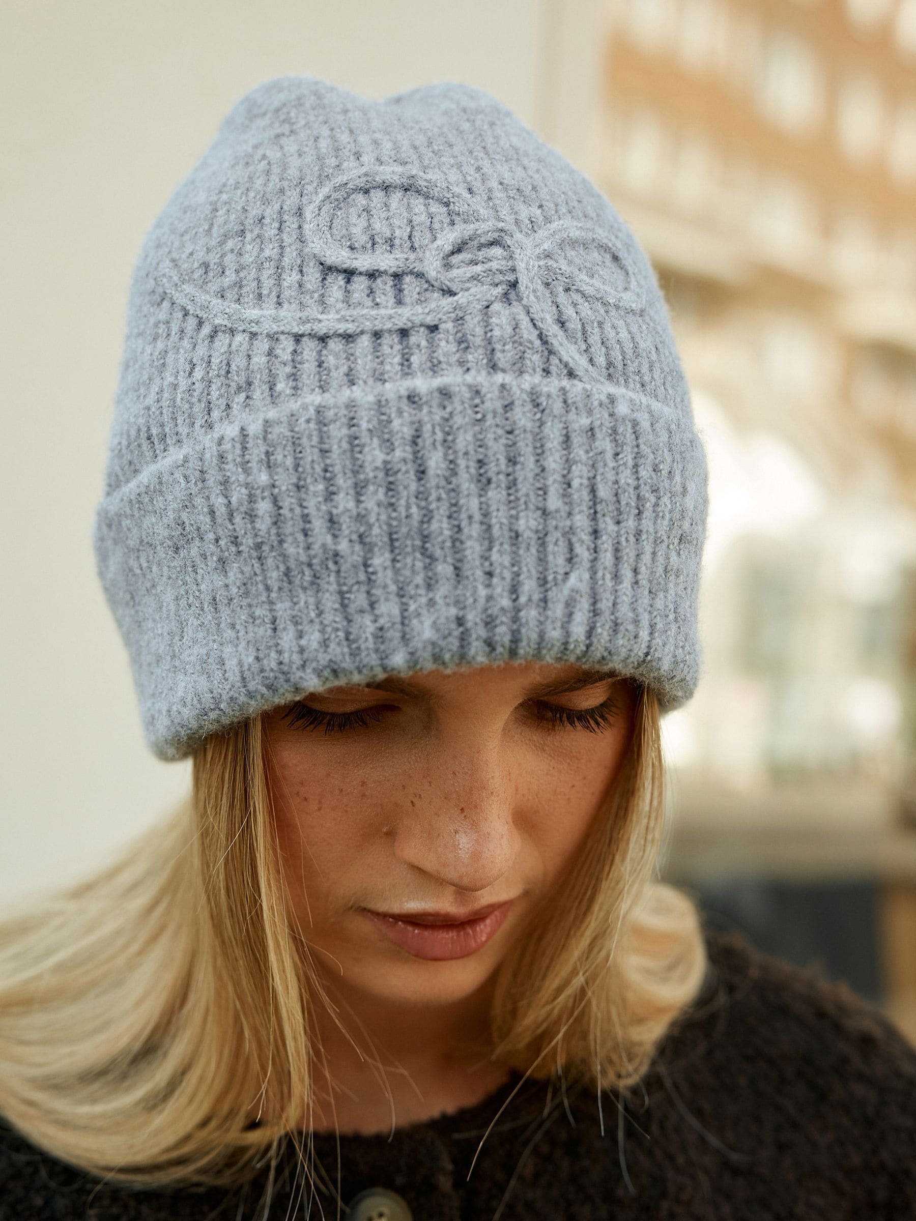 Grijs - Bow Detail Beanie
