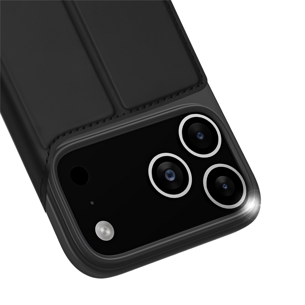 iPhone 17 Pro Flip Wallet Cover Leder Tasche - Schwarz