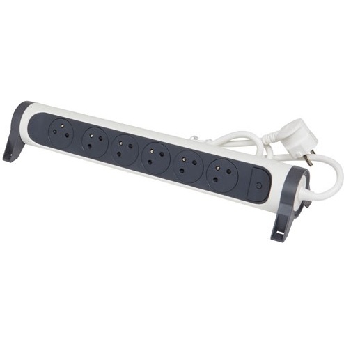 Rallonge multiprise pivotante avec interrupteur - 6 prises - 2P+T - cordon