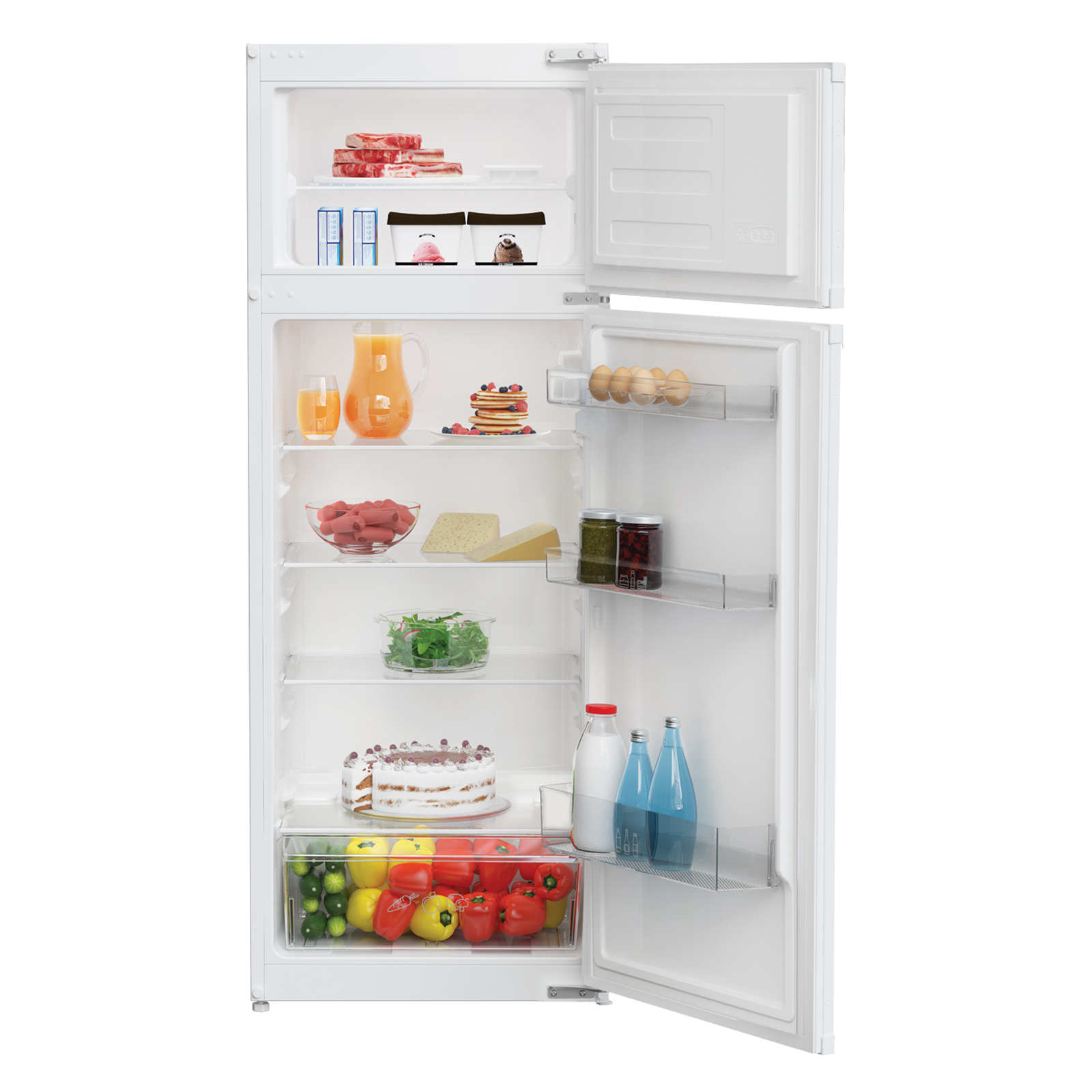 pino Küchenblock PN80 - lichtgrau - Evoke Eiche - mit E-Geräten - Kühlschrank links - 310 cm