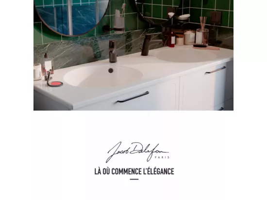 Meuble double vasque 140 cm JACOB DELAFON Odéon Rive Gauche blanc satiné
