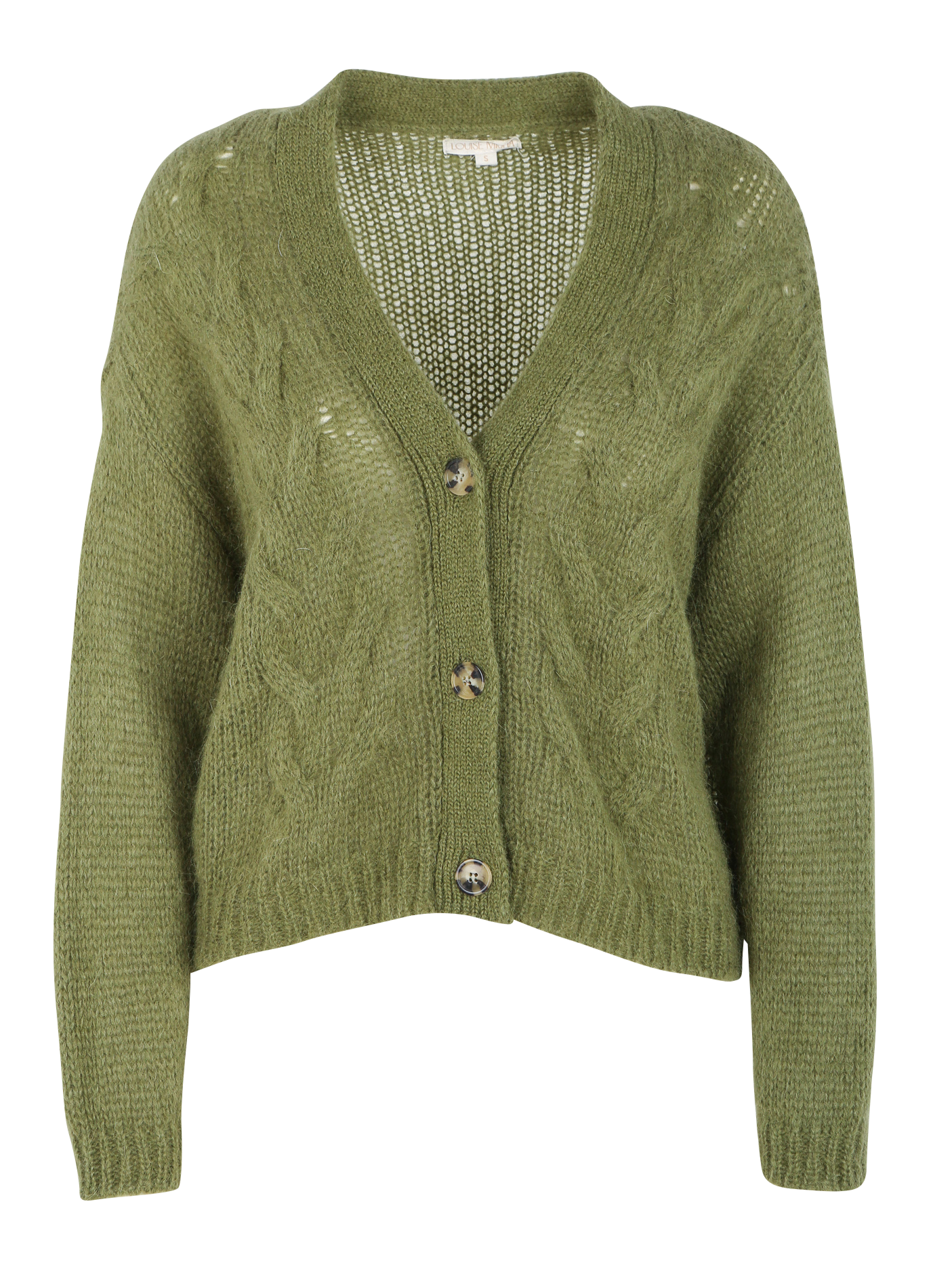 SIRIKA - Cardigan col V en laine mélangée | Kaki