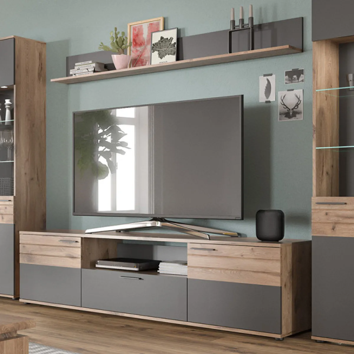 Dansmamaison Meuble TV SOMAN - Gris/Bois