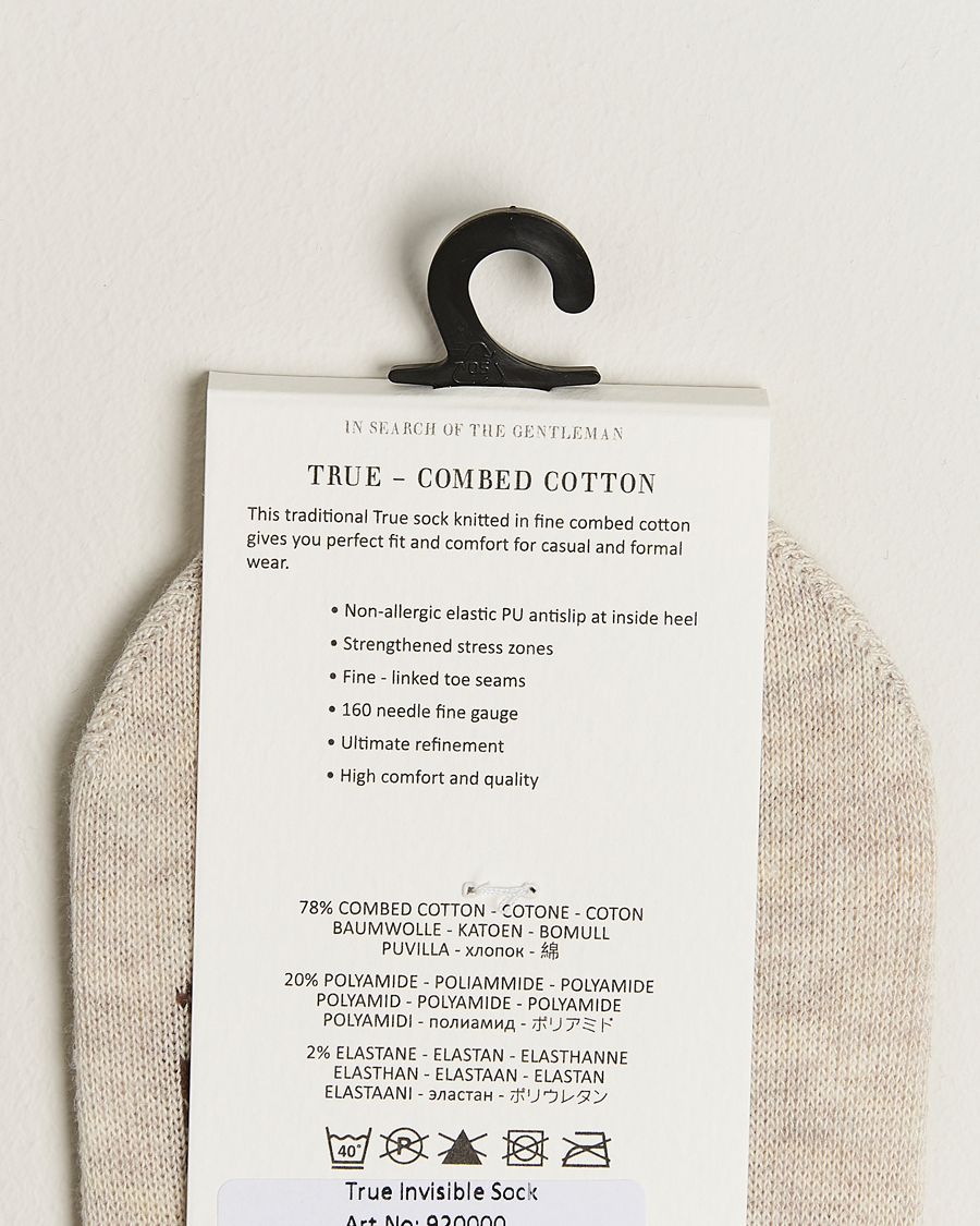 Amanda Christensen 3-Pack True Cotton Invisible Socks Sand Melange