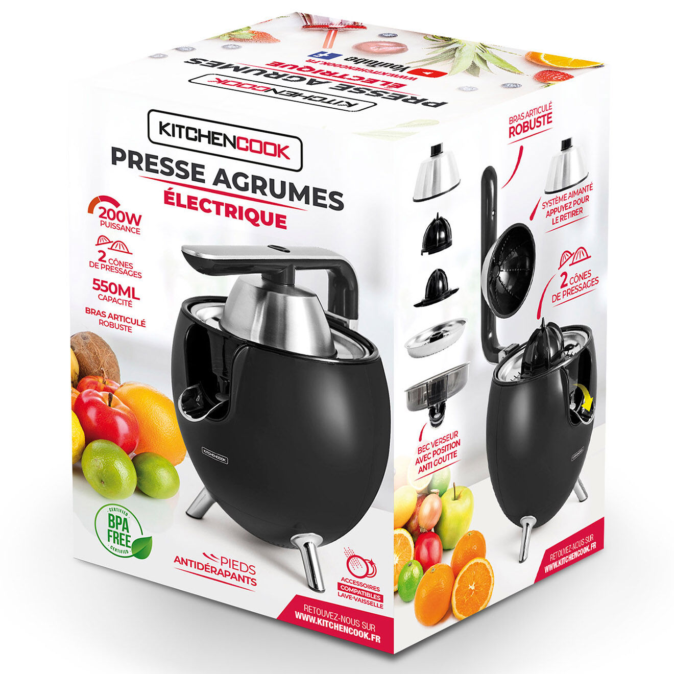 Kitchencook Presse-Agrume électrique noir mat - 550 ml