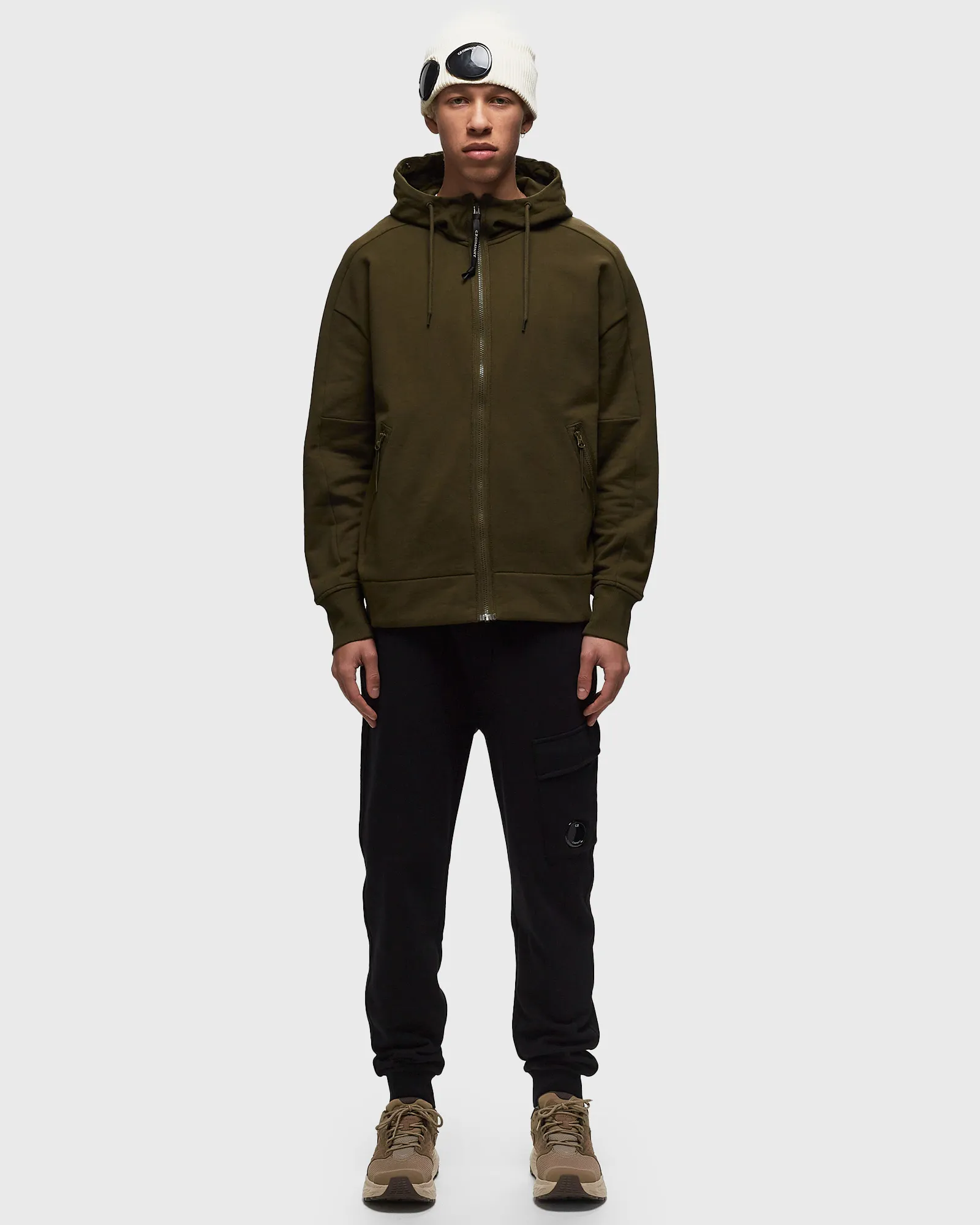C.P. Company DIAGONAL RAISED FLEECE SWEATSHIRTS - HOODED OPEN
