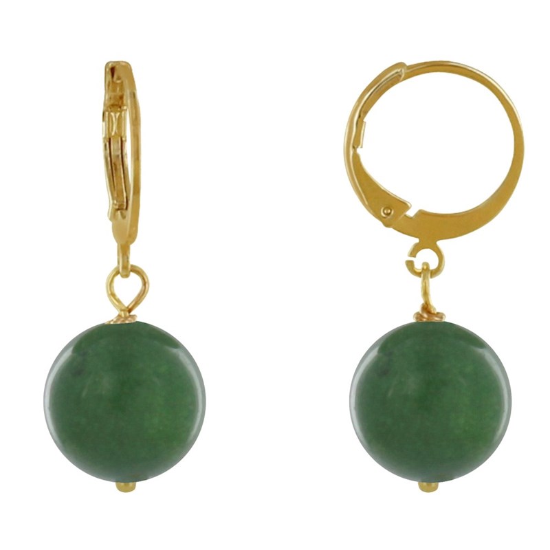 Boucles d'Oreilles Mini Créoles Plaqué Or et Perle de Jade