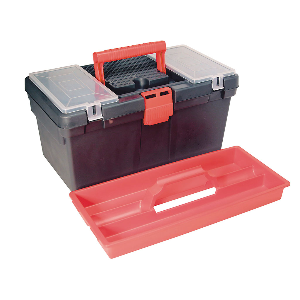 Boite à outils vide plastique noir et rouge 40x19x23cm