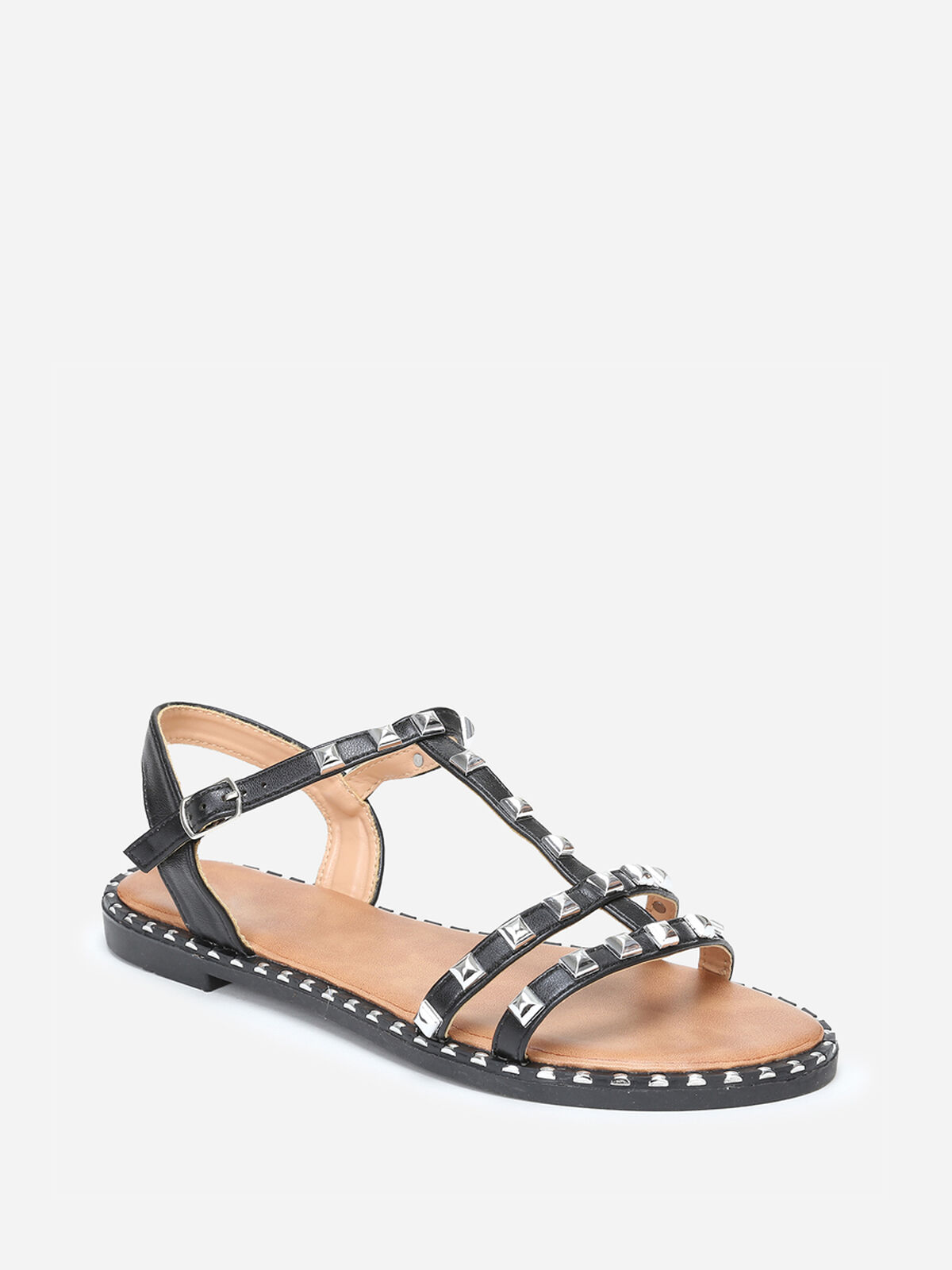 Sandales à fines brides avec clous- Noir
