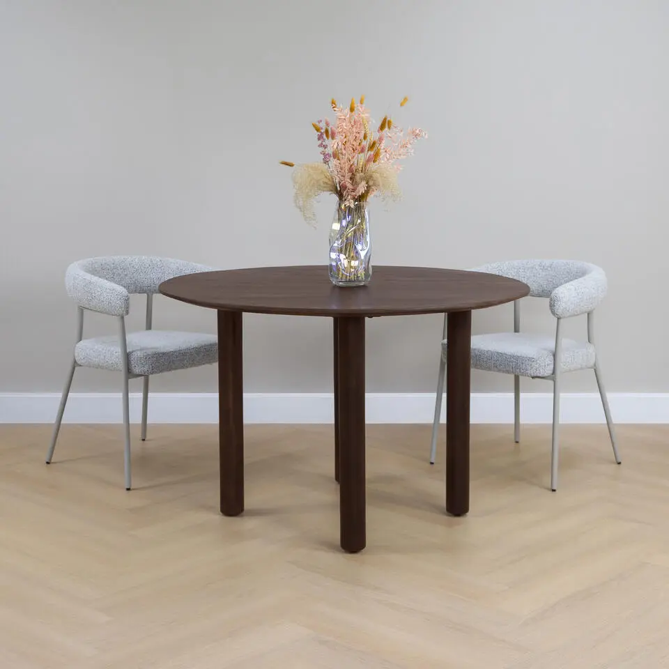 Lewis & Loft Eettafel Lian - ⌀120 - Mangohout - Walnoot bruin