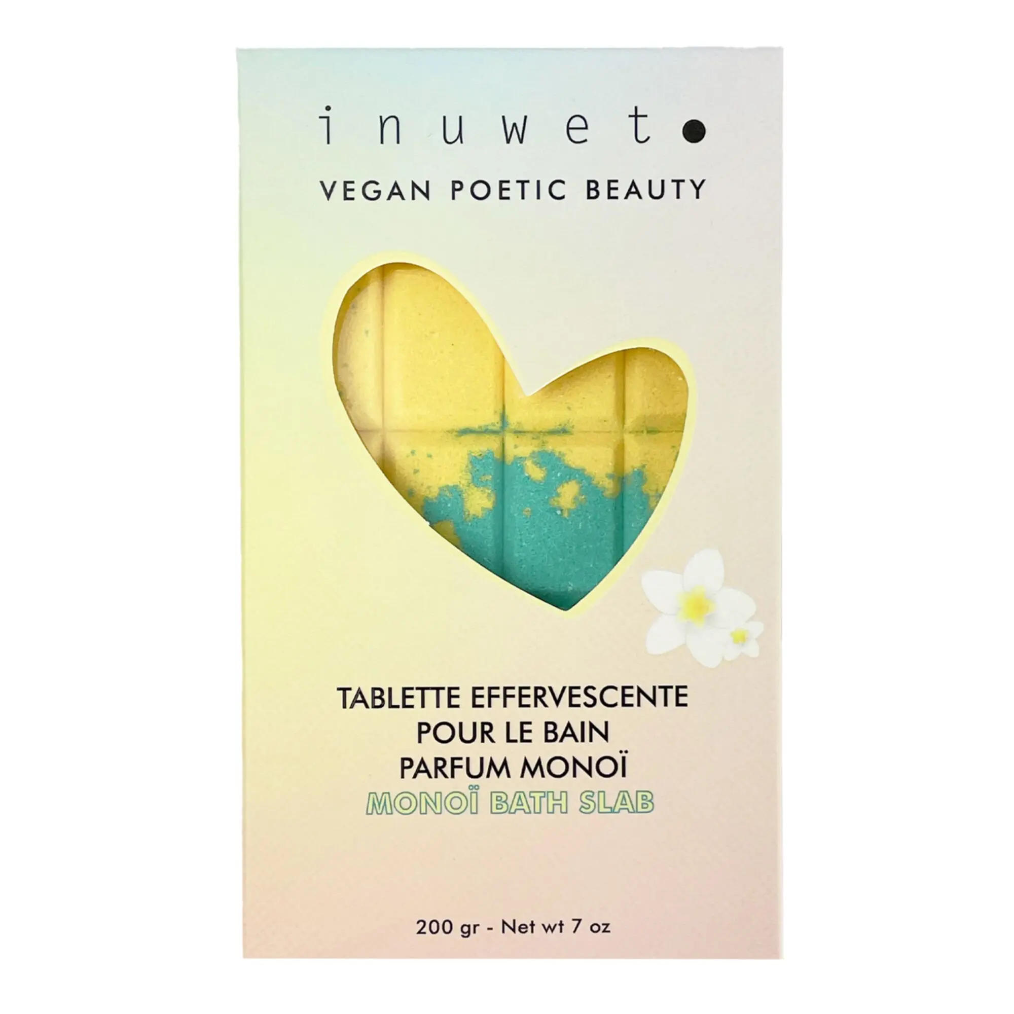 Inuwet - Tablette de Bain Effervescente Monoï 200g - Sels, perles et cubes de bain