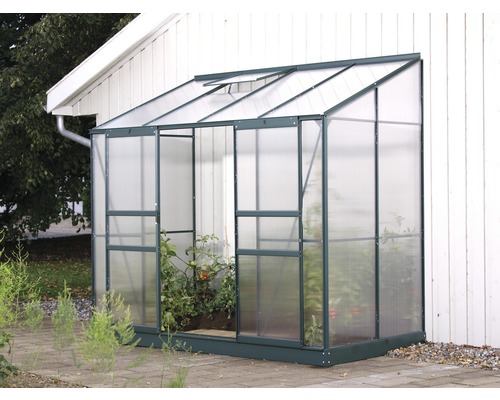 Aanbouwkas Vitavia Ida 3300, dubbelwandige polycarbonaat panelen 4 mm, 132x255 cm, groen