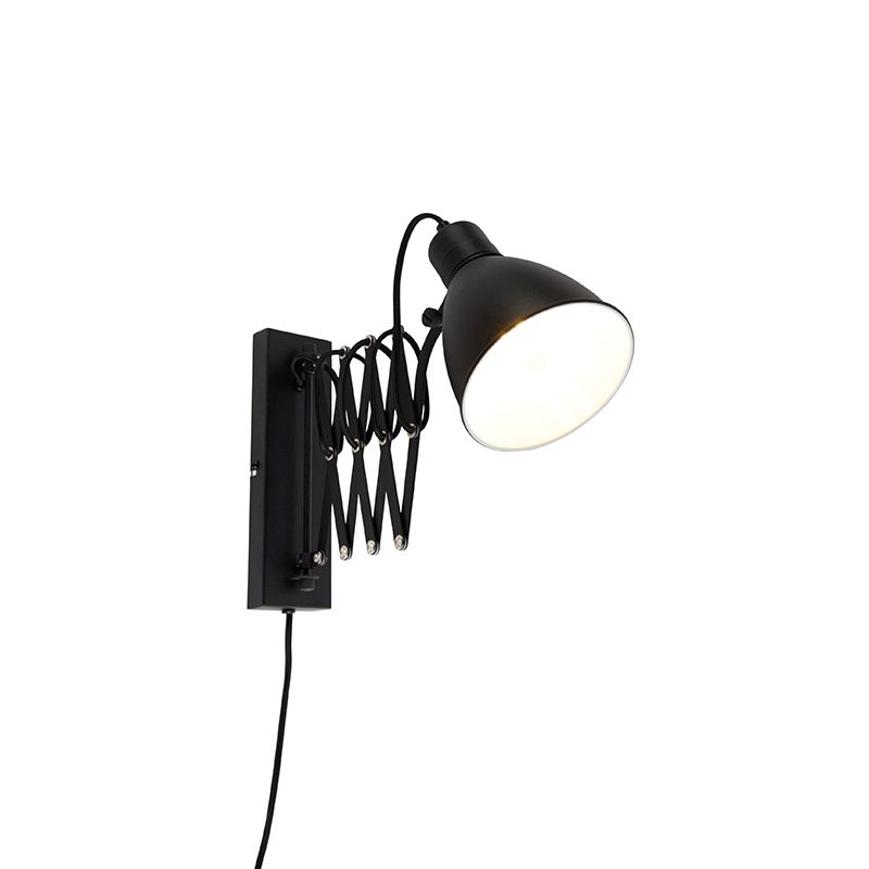 Industriële wandlamp zwart met verstelbare arm - Merle