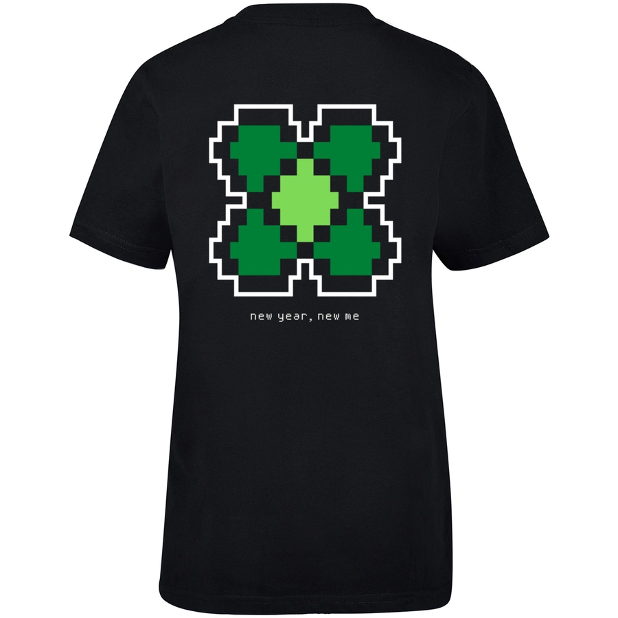 F4NT4STIC T-Shirt Silvester Happy New Year Pixel Kleeblatt schwarz