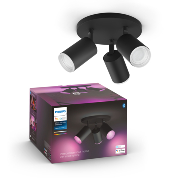 Philips Hue opbouwspot Fugato zwart - wit en gekleurd licht 4.2W - 3 spots