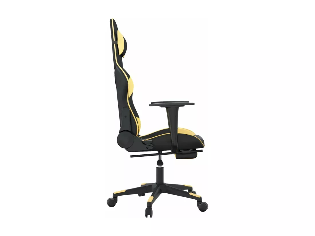 Chaise de jeu de massage avec repose-pied Noir&Doré Similicuir