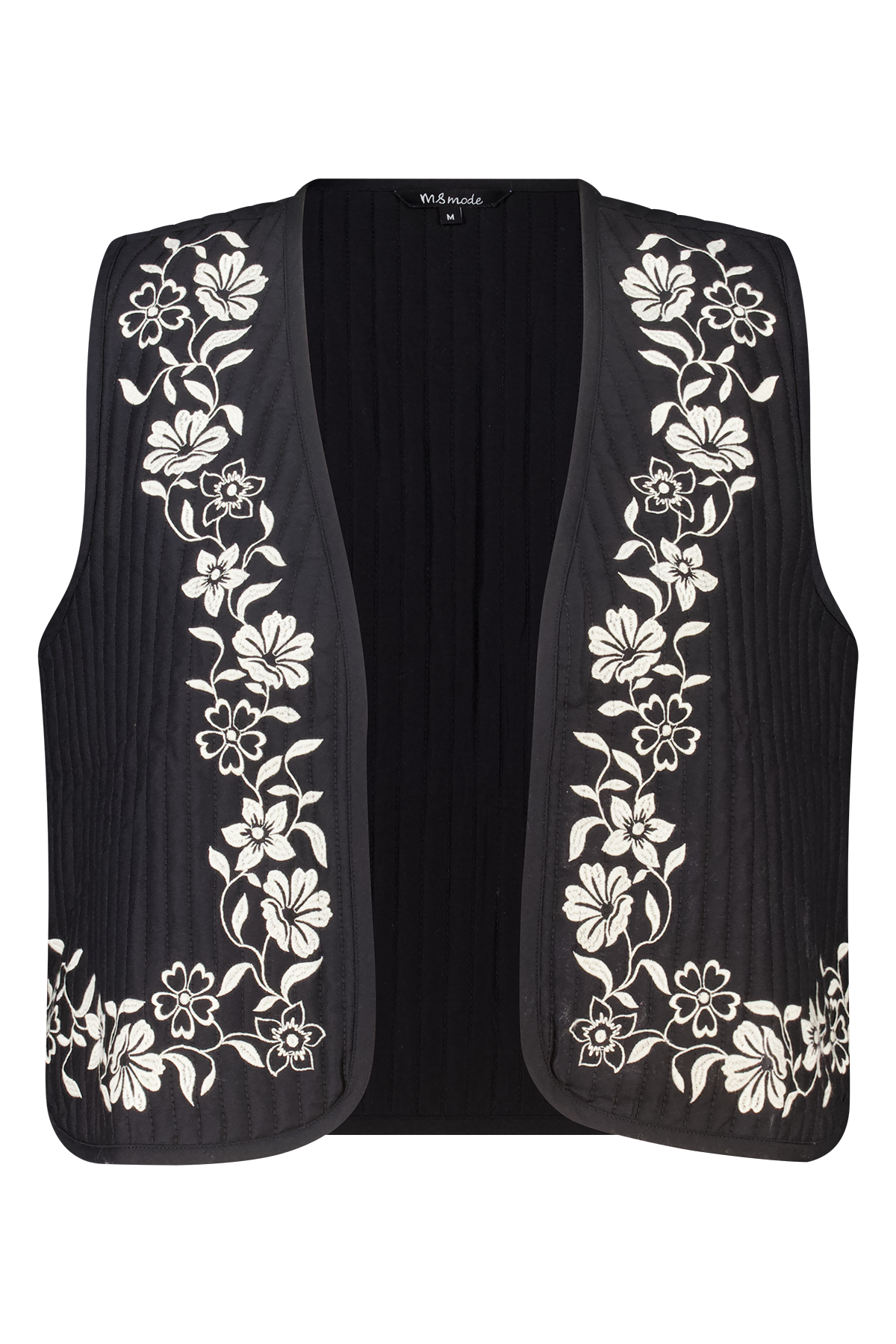 Gilet met broderie opdruk Zwart