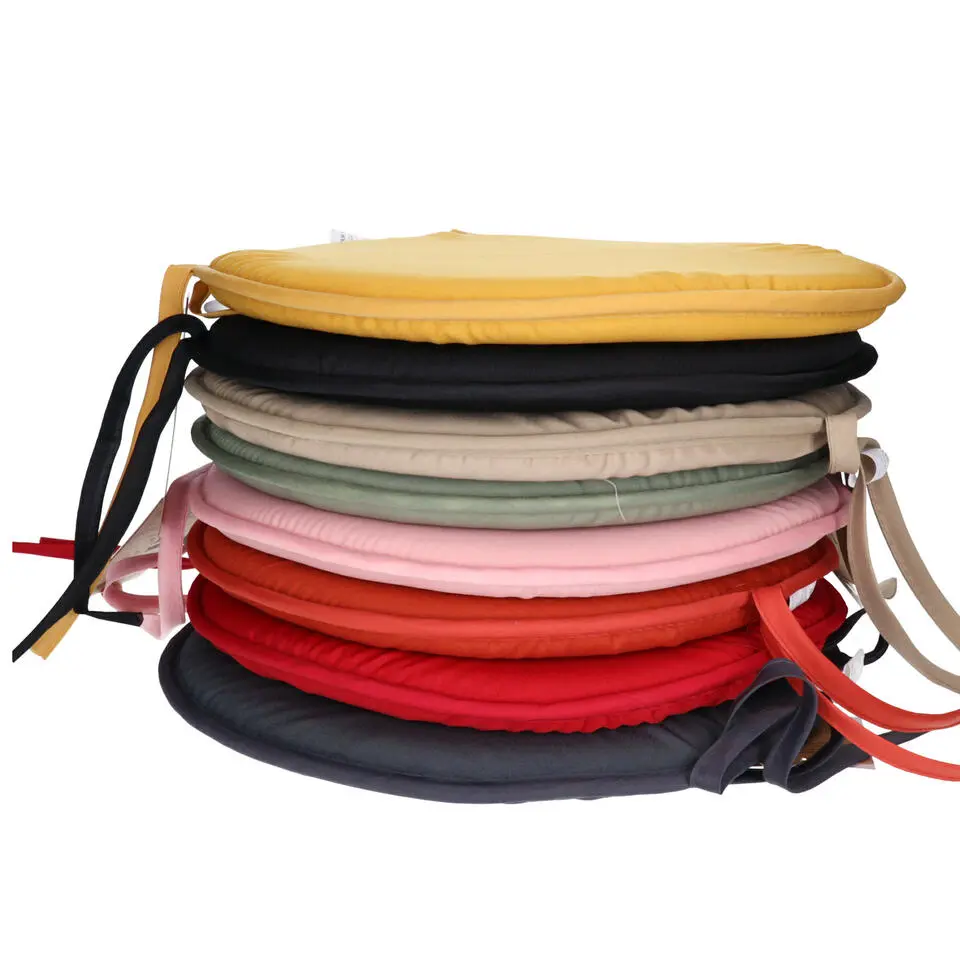 Stof Textile Home stoelkussens - antraciet - D40 x H3 cm