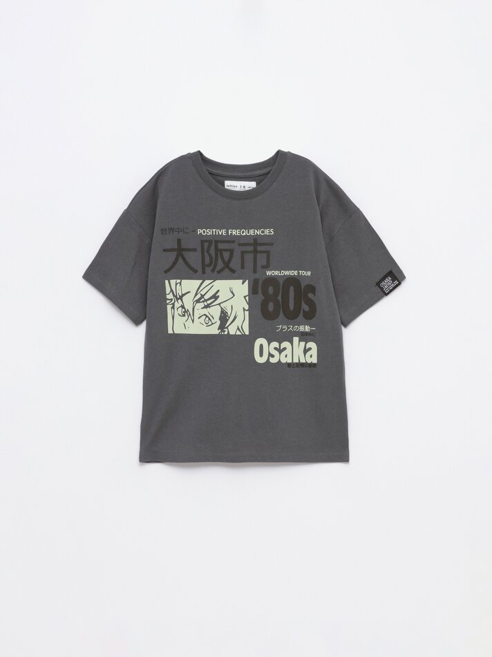 Camiseta de manga comprida estampada - Chumbo