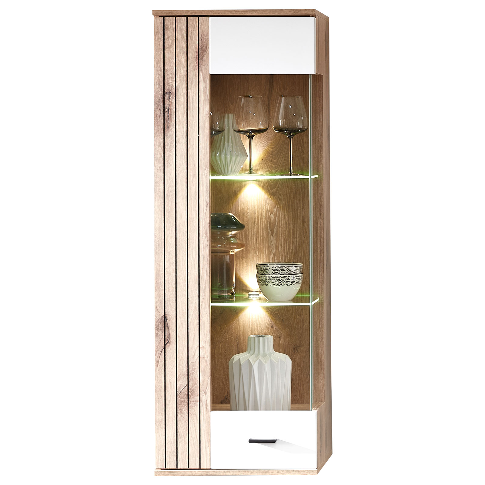 Hängevitrine - weiß-Viking Oak Nature - 45 cm