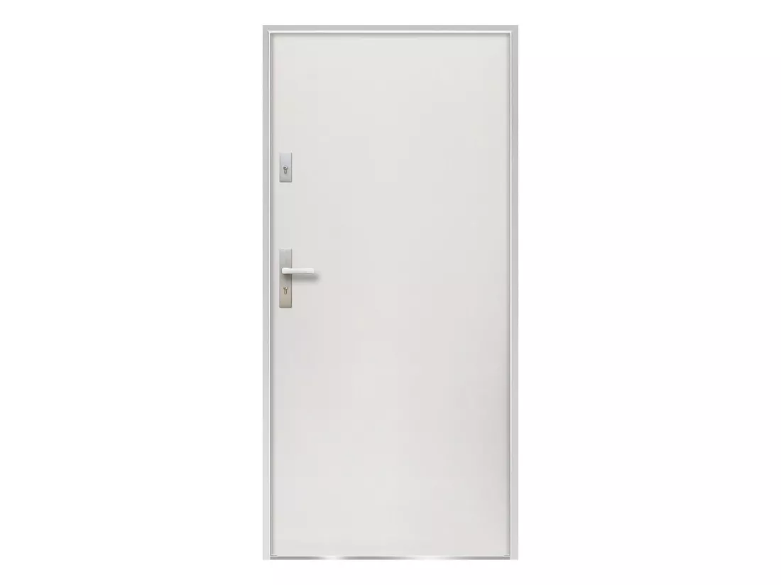 Porte d'entrée en acier pleine H207 x L100 cm blanc - poussant droit - AGUEDA
