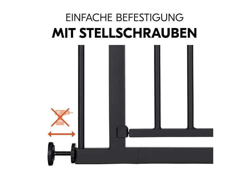 Hauck Türschutzgitter Open N Stop 2 Schwarz 75 cm - 80 cm Praktisches, manuell schliessendes Tür- und Treppenschutzgitter-Set