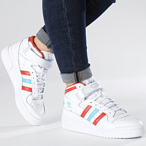 Baskets Femme Forum Mid HQ1952 Cloud White Red Blue
