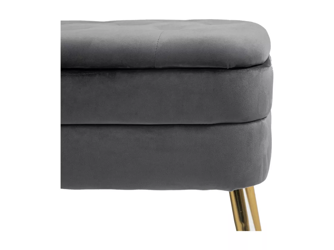 Banc rembourré ottoman de rangement, repose-pied pour entrée, salon et chambre à coucher, en velours, 104x40x51cm, gris