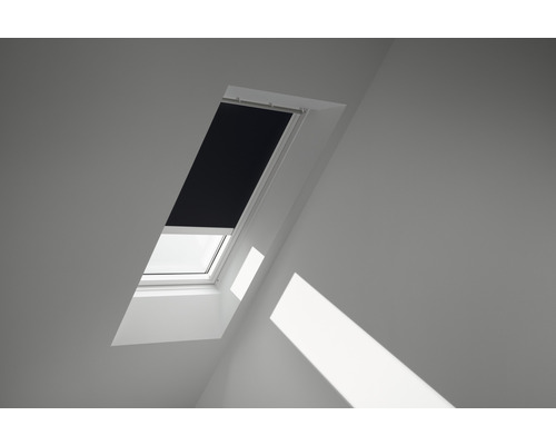 VELUX verduisterend rolgordijn, effen zwart, elektrisch, wit frame, DML C02 3009SWL