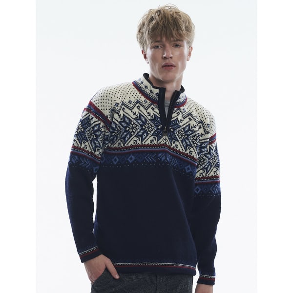 Pull DALE OF NORWAY VAIL M SWEATER MIDNIGHTNAVY REDROSE OFFWHITE