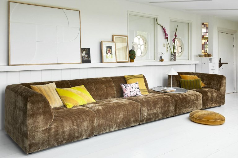 HKliving Vint fauteuil corduroy rib bruin