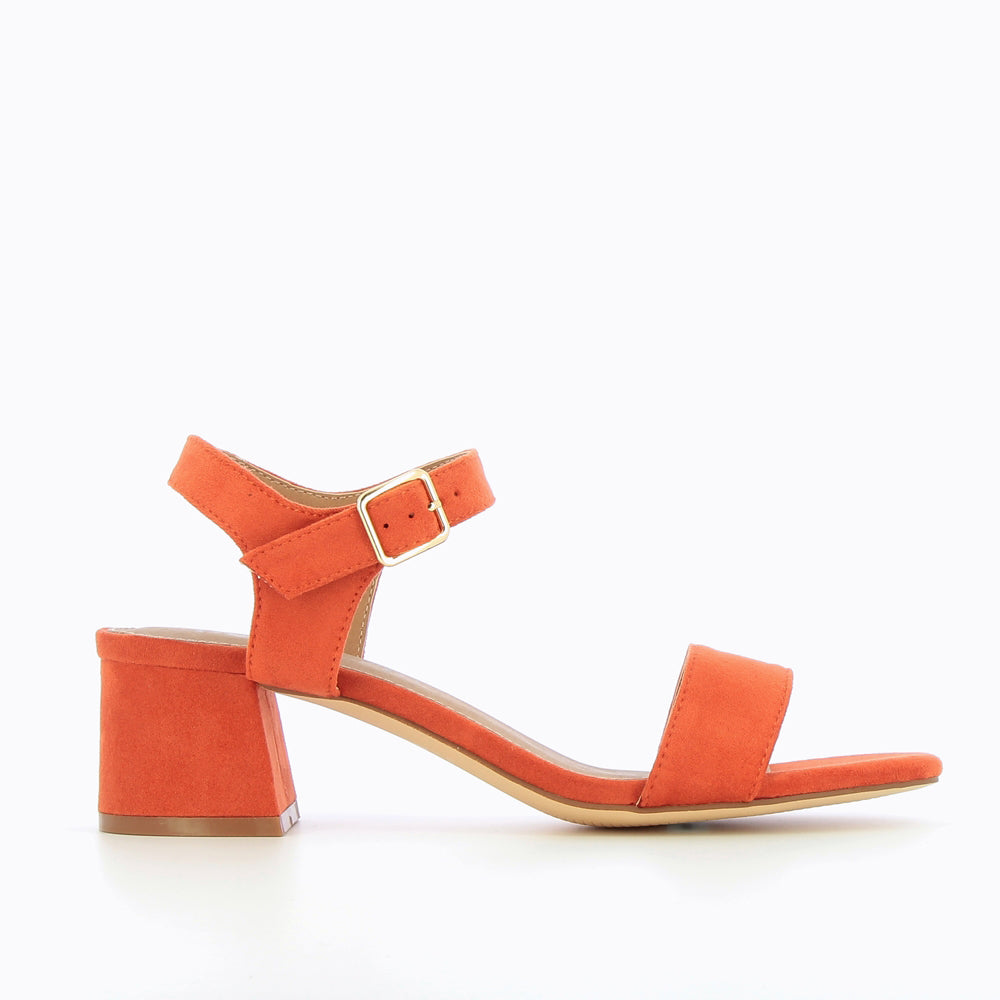Sandales à talon, Compensées-Sandales Melissa orange à petit talon épais