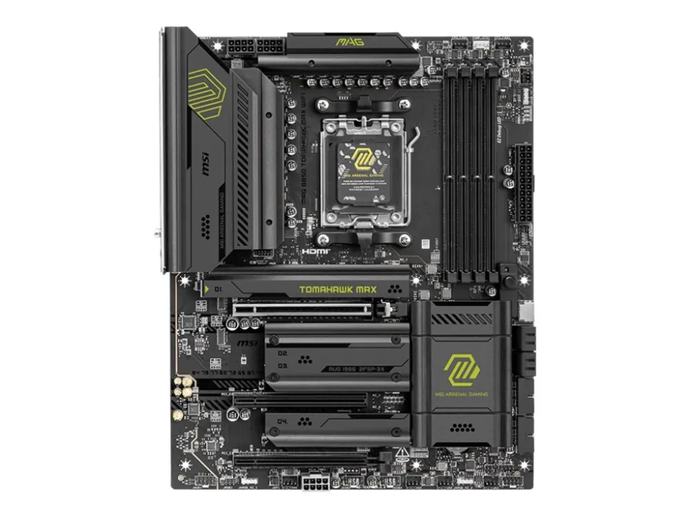 MSI MAG B850 TOMAHAWK MAX WIFI - Bundkort - ATX - Socket AM5 - AMD B850 Chipset - USB-C 3.2 Gen 2x2, USB-C 3.2 Gen2, USB 3.2 Gen 1, USB 3.2 Gen 2 - 5 Gigabit Ethernet, Wi-Fi 7, Bluetooth - onboard grafik (CPU påkrævet) - HD Audio (8-kanaler)