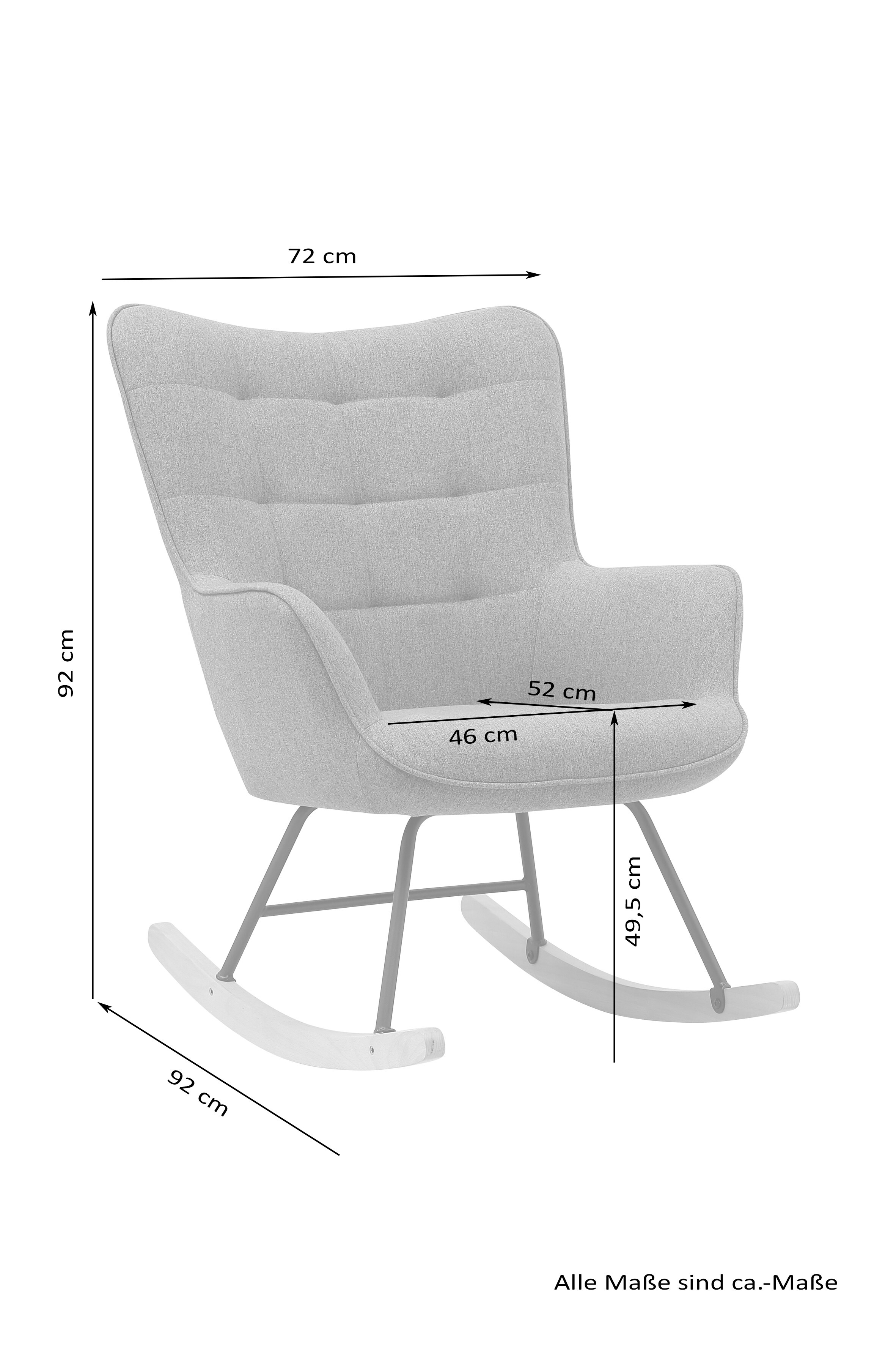 byLIVING Schaukelstuhl RICHIE, Webstoffbezug blau, Gestell Metall schwarz