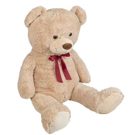 Idena XXL Teddybär hellbraun mit roter Schleife und kuscheligem Fell, ca. 100 cm