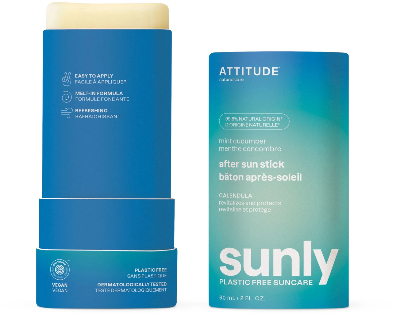 ATTITUDE  Sunly After Sun Stick Mint & Cucumber, 60 ml