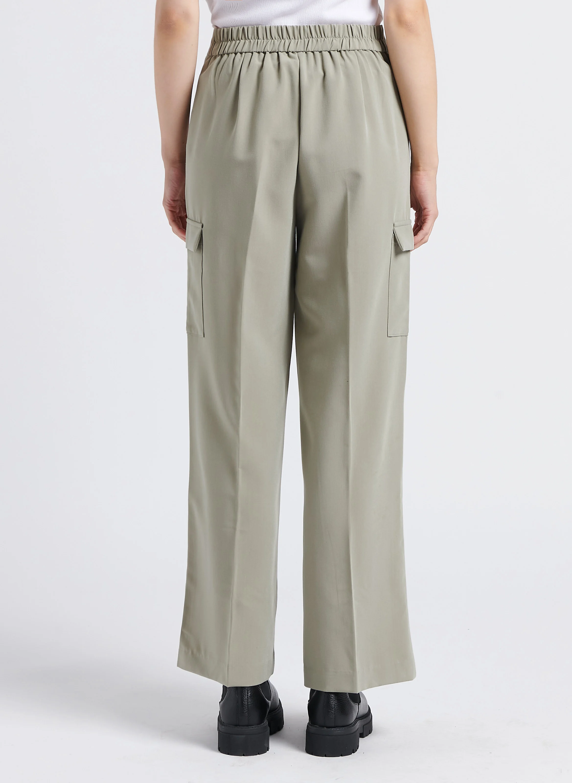 LUGO - Pantalon fluide cargo taille haute | Vert