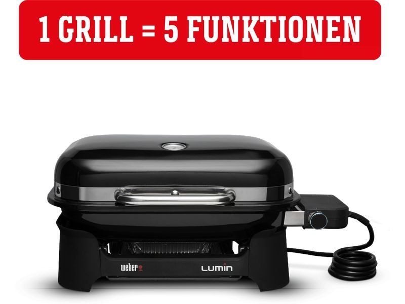 Weber Elektrogrill Lumin Compact, Schwarz Mobiler Elektrogrill