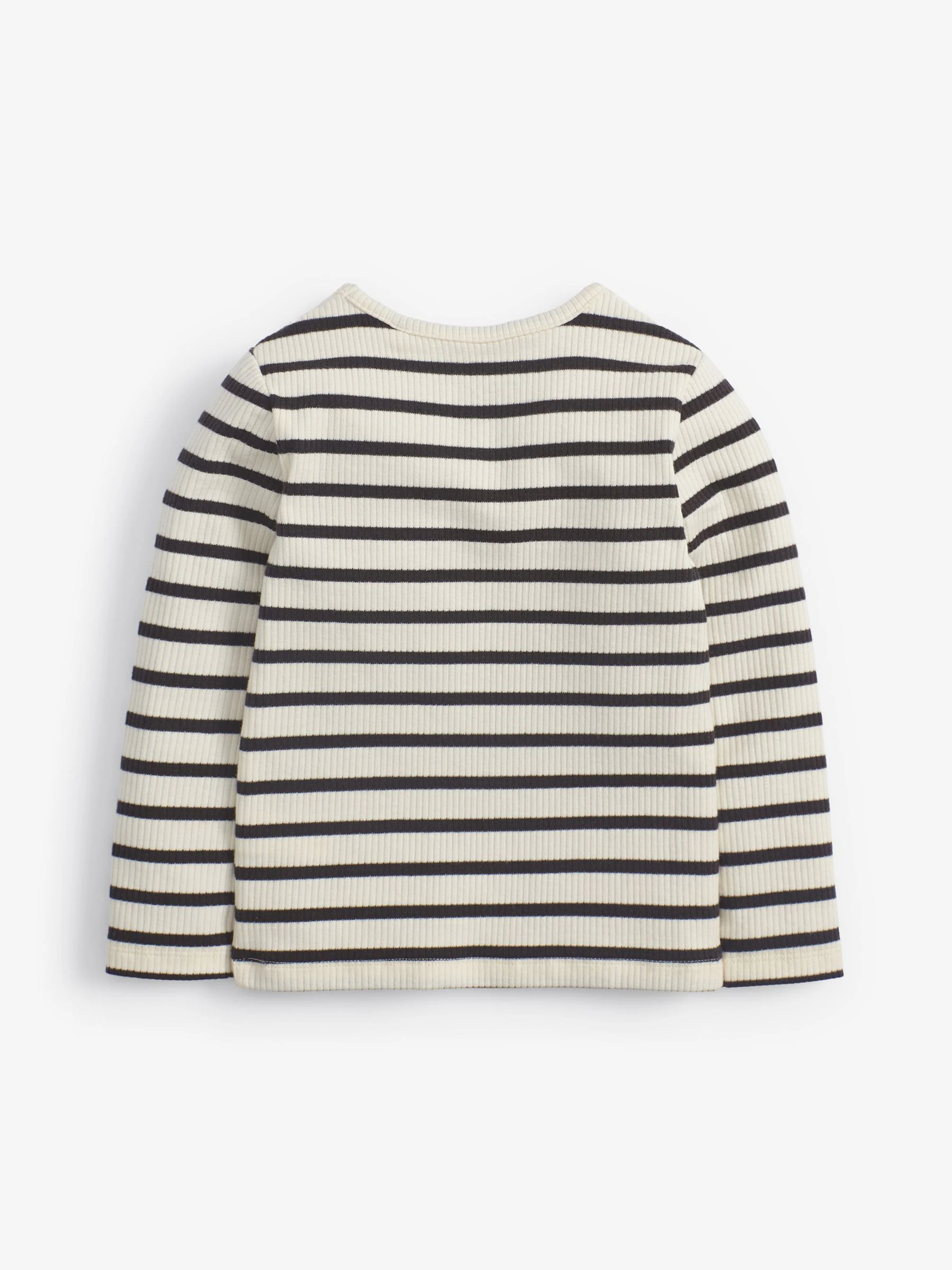 Zwart-witte streep - Geribbeld T-shirt met lange mouwen en katoengehalte (3 mnd-7 jr)