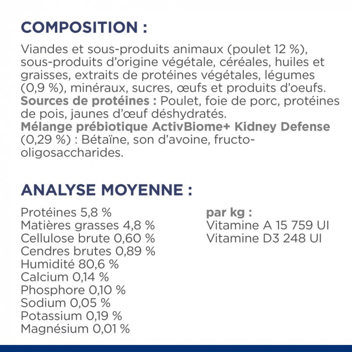 HILL'S Prescription Diet k/d Kidney Care en bouchées mijotées au poulet - Pâtée pour chat