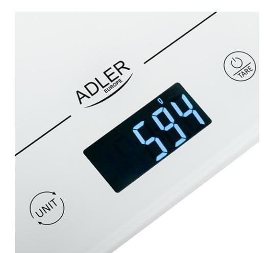 Adler Køkkenvægt AD 3170 Maksimal vægt (kapacitet) 15 kg, eksamen 1 g, Displaytype LCD, Hvid