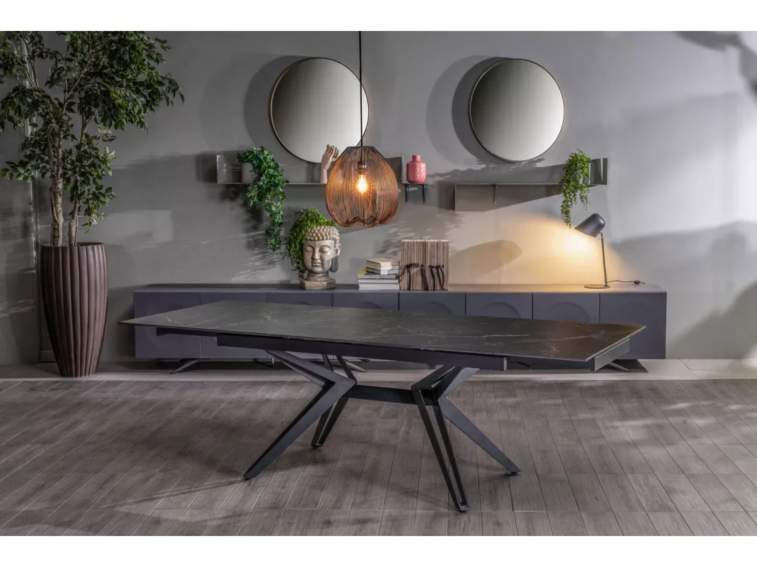 Match 3 Table extensible (160/240 x 90 cm) en Céramique Noire
