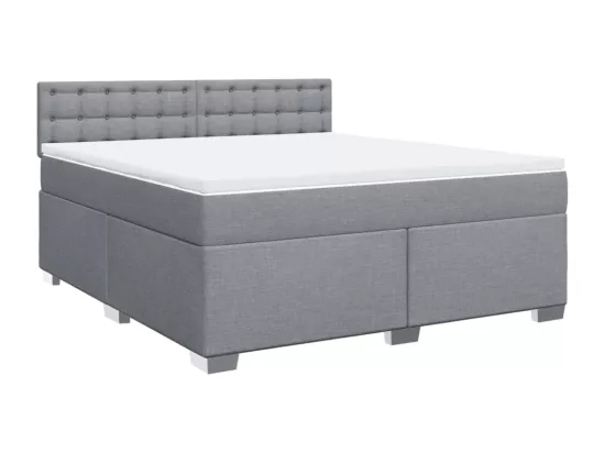 Sommier à lattes de lit avec matelas Gris clair 180x200cm Tissu
