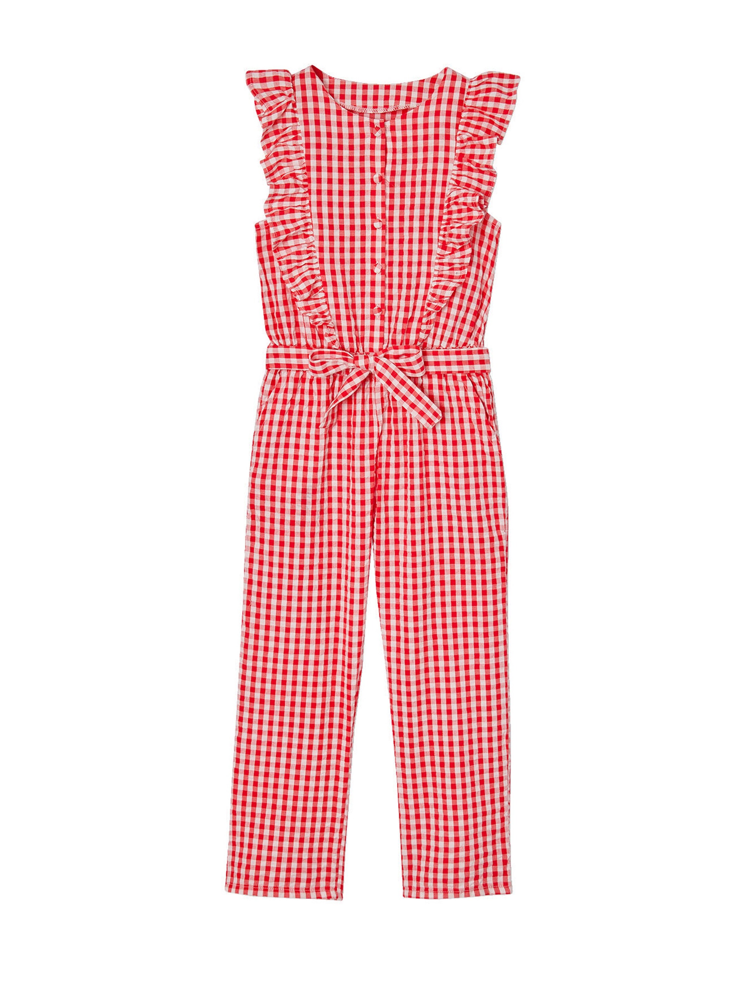 Vertbaudet Karierter Mädchen Jumpsuit mit Volants rot kariert