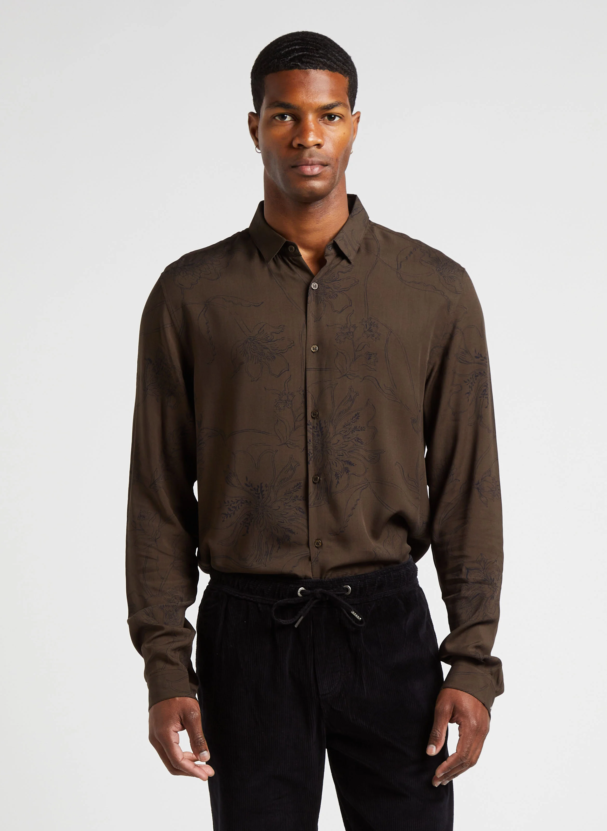 Chemise slim-fit imprimée | Kaki