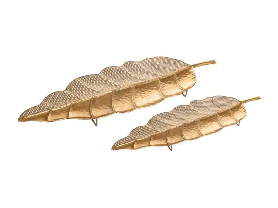Ensemble de 2 feuilles décoratives en métal doré