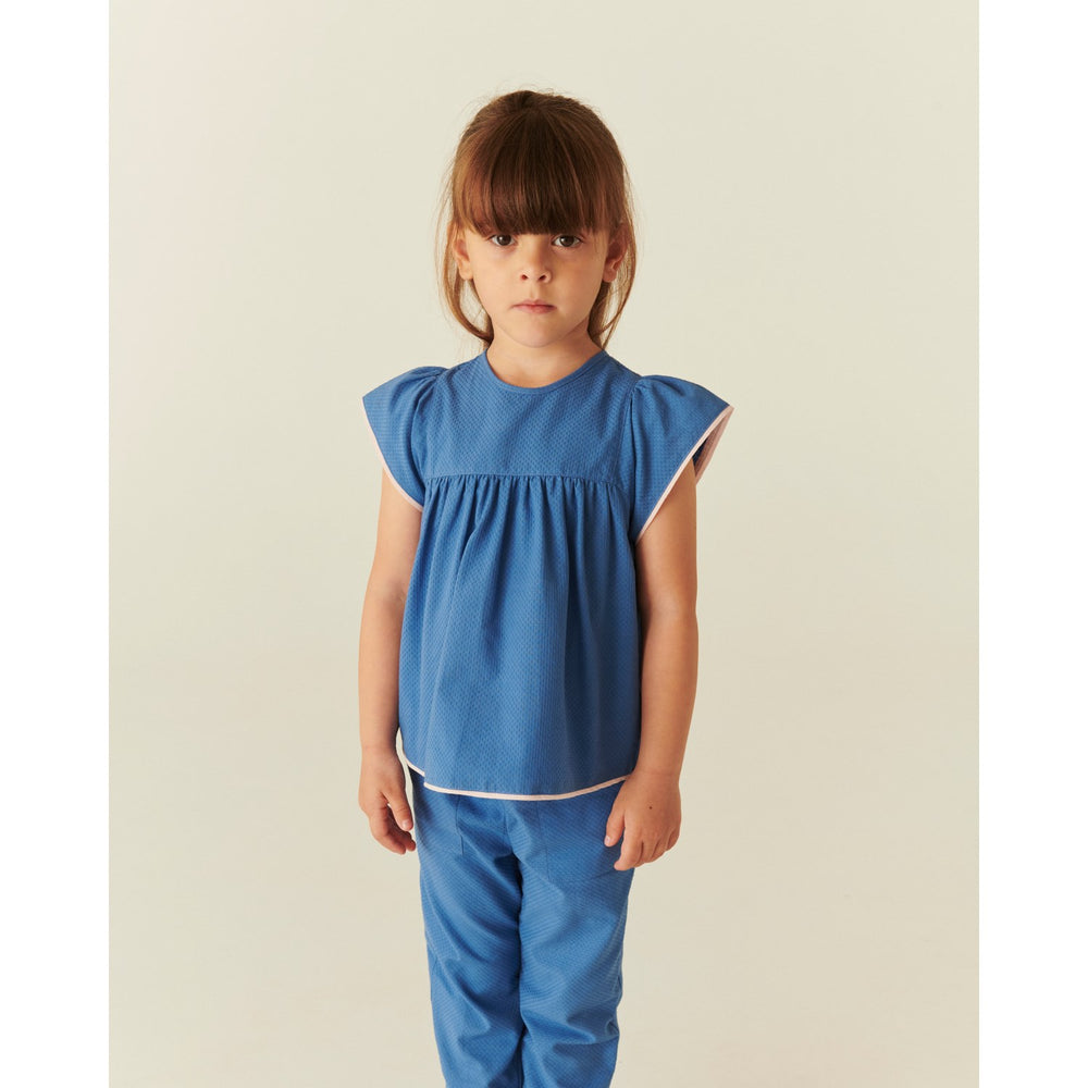 Køb COPENHAGEN COLORS Ocean Blue Comb. Bluse W. Contrast Piping