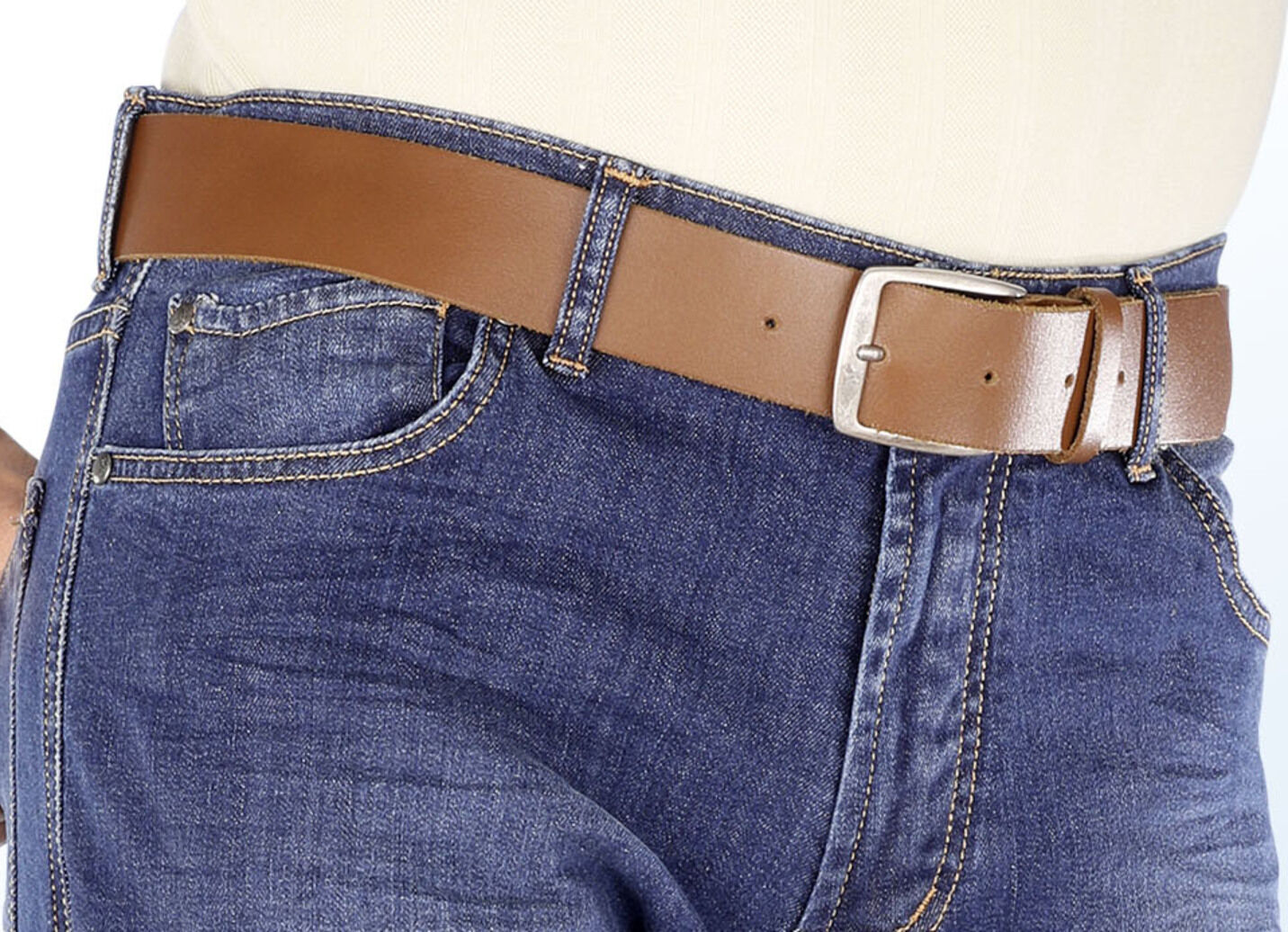 Trendiger Herren-Gürtel, aus Leder, 4 cm breit