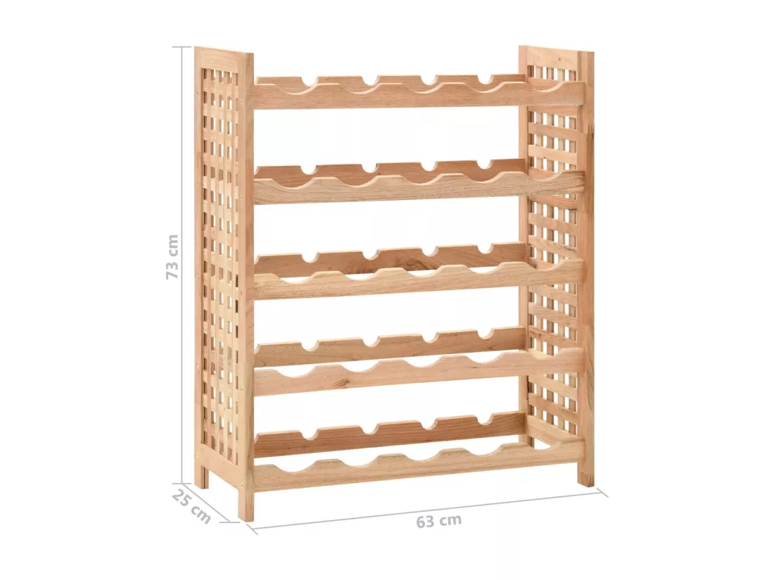 Casier à bouteilles pour 25 bouteilles Bois de noyer 63x25x73cm