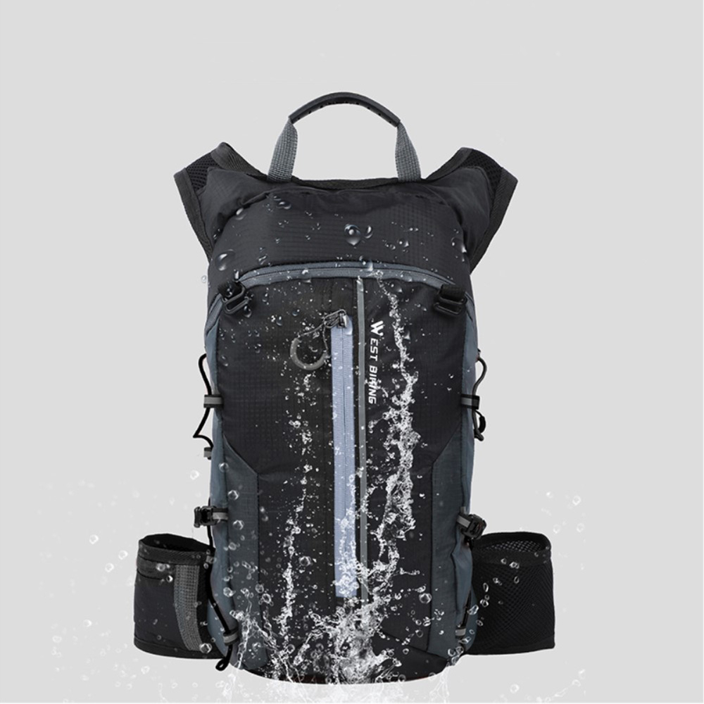 (10L) Ultraleichter Sport Rucksack Faltbarer Outdoor Wander Backpack mit Aufbewahrungstasche - Schwarz / Grau